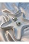 Pearl Filled Gold Detailed Steel Earrings - 2