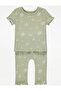 Green Floral Ribbed Top and Leggings Set