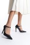 Black Women's Heeled Stiletto Shoes - Evening Dress - 4
