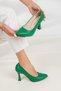 Women's Green Skin Goblet Heel Pointed Toe Stiletto 9 cm - 3