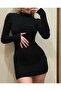 Long Sleeve Half Turtleneck over Knee 80cm Dress - 5