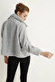 Women's Gray Double Pocket Zippered Plush Coat - 4