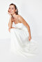 Bridal Beyaz A-Kesim Dokuma Şık Abiye Gece Mezuniyet Elbisesi TPRSS19FZ0511 - 8