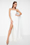 Bridal Beyaz A-Kesim Dokuma Şık Abiye Gece Mezuniyet Elbisesi TPRSS19FZ0511 - 7