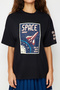 Black 100% Cotton Space Printed Oversized Fit Crew Neck Knit T-Shirt TWOSS21TS3663 - 4