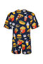 Lacivert-Çok Renkli %100 Pamuklu Slogan Nakışlı Şortlu Örme Pijama Takımı THMSS24PT00104 - 8
