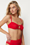 Red Strapless Accessorized Bikini Top TBESS24BU00036 - 3