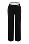 Siyah Yüksek Bel Kontrast Asimetrik Kemerli Wide Leg Dokuma Pantolon TBBSS24AR00016 - 7