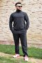 Anthracite Oversize Large - Regular Size Half Zipper Men's Tracksuit Set 21eestyakt - 4