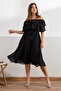 Madonna Ruffle Collar Black Plus Size Chiffon Dress - 3
