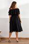 Madonna Ruffle Collar Black Plus Size Chiffon Dress - 5