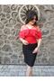 Women's Red Crop Jumpsuit Bustier - 4