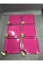 Stainless Steel Square 6-Piece Pink Coffee, Tea, Decorative Presentation Serving Tray with Luxury Butterfly Accessories