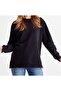 Siyah Basic Kadın Oversize Sweatshirt - 3