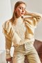 Women's Ecru Braided Openwork Knitwear Sweater 20234923 - 3