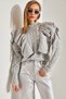 Women's Gray Hair Braided Openwork Knitwear Sweater 20234923 - 6