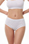 Women's White 6 Pack 100% Cotton High Waist Jacquard Slip Panties 351