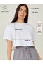 Crop Oversize Floral Printed Sports Crew Neck Cotton Comfortable Cut Tshirt - 2