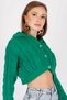 Polo Collar Long Sleeve Hair Braided Four Button Crop Short Knitwear Cardigan - 4