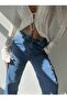 Medium Blue Lycra Model Cargo Palazzo Trousers Without Back Pockets