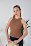 Biscuit Lilac Zargo Model Set of 2 Fitted Wide Piping Halter Neck Ribbed Flexible Knitted Crop Blouse - 2