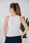 Biscuit White Zargo Model Set of 2 Fitted Wide Piping Halter Neck Ribbed Stretchy Knitted Crop Blouse - 7