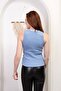 Biscuit Blue Zargo Model Set of 2 Fitted Wide Piping Halter Neck Ribbed Flexible Knitted Crop Blouse - 7