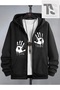 Hooded Unisex Black Hand Printed Zippered