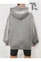 Women's New York Usa Printed Zipper Pocket Hooded Oversize Gray - 3