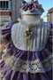 Purple Antiallergic Cotton Fabric Top Cream Lace Vintage Birthday Dress - 4