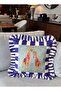 Giraffe Patterned Navy Blue Velvet Throw Pillow Cover - Hope Series Special Design Ruffled - 6