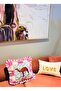 Camel Patterned Pink Velvet Throw Pillow Cover - Hope Series Special Design Frilly - 5