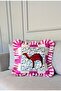 Camel Patterned Pink Velvet Throw Pillow Cover - Hope Series Special Design Frilly