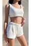 SHILSEE ECRU PLUSH CROP PAJAMAS SET - 2