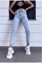 High-Waist Acid-Wash Ice Blue Mom Jeans
