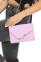 Lilac Colored Checkered Magnetic Cover New Season Envelope Bag with Hand and Shoulder Strap - 4