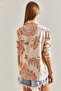 Women's Beige Orange Patterned Viscose Shirt 60101032 - 7