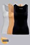 3-Piece Women's Modal Cotton Soft Breathable Black/white/skin Thick Strap Tank Top - 2