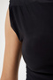 Women's Black Stand Collar Gathered Crop Knitted Blouse CI00101 - 3