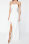 Bridal Beyaz A-Kesim Dokuma Şık Abiye Gece Mezuniyet Elbisesi TPRSS19FZ0511 - 9