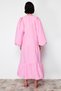 Pink Balloon Sleeve Skirt Layered Cotton Woven Dress TCTSS24EB00070 - 6