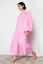 Pink Balloon Sleeve Skirt Layered Cotton Woven Dress TCTSS24EB00070 - 3