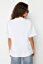 Beyaz %100 Pamuk Bisiklet Yaka Oversize/Geniş Kalıp Örme T-Shirt TWOSS20TS0134 - 10