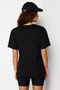Black Printed 100% Cotton Oversize/Wide Fit Knitted T-Shirt TWOSS20TS0729 - 6