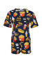 Lacivert-Çok Renkli %100 Pamuklu Slogan Nakışlı Şortlu Örme Pijama Takımı THMSS24PT00104 - 7