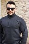 Anthracite Oversize Large - Regular Size Half Zipper Men's Tracksuit Set 21eestyakt - 7