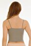 Women's Corded Fabric Fabric Rope Strap Crop Bustier - Bst3022 -Khaki - 3