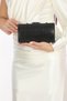 Black Color Stoned Stylish Women's Evening Dress Clutch Portfolio Handbag and Hanger Night Wedding Engagement Bag - 5