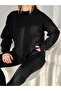 Siyah Basic Kadın Oversize Sweatshirt - 2