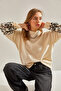 Women's Ecru Black Patterned Knitwear Sweater 20234922 - 3
